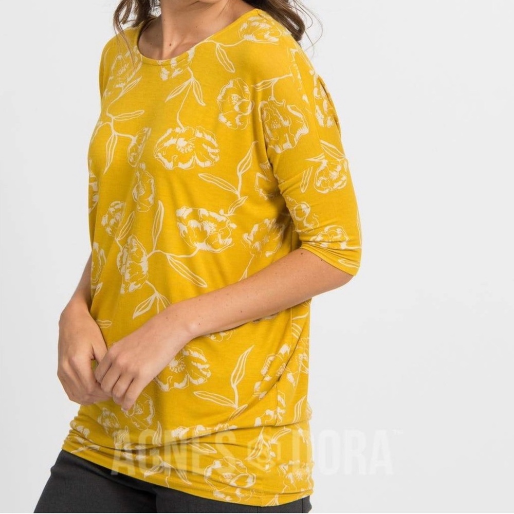 Agnes & Dora Dolman Tunic Very Vine Yellow Ivory Floral Soft